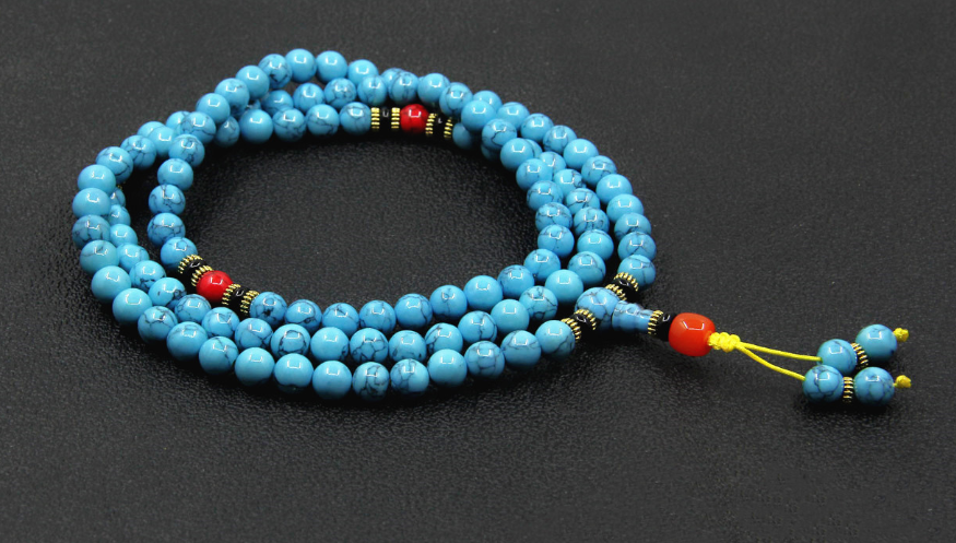 [Prayer Beads] Tibetan-Style Turquoise — Triple-Layered Energy Protection