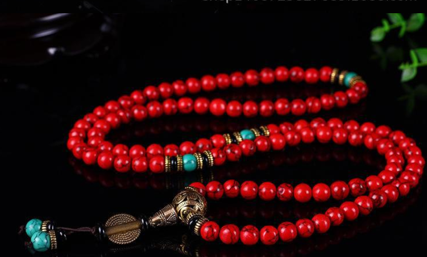 [Prayer Beads] Tibetan-Style Turquoise — Triple-Layered Energy Protection