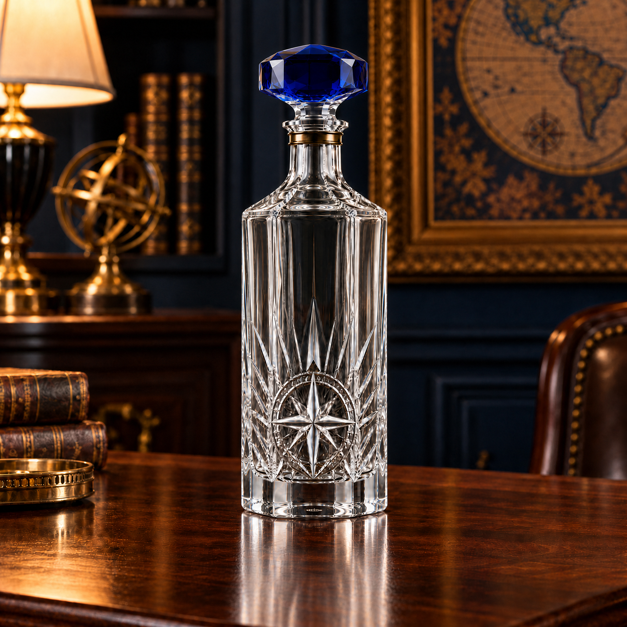 Kaelvorny Sapphire Meridian Luxury Crystal Decanter — The Heirloom Facets Collection