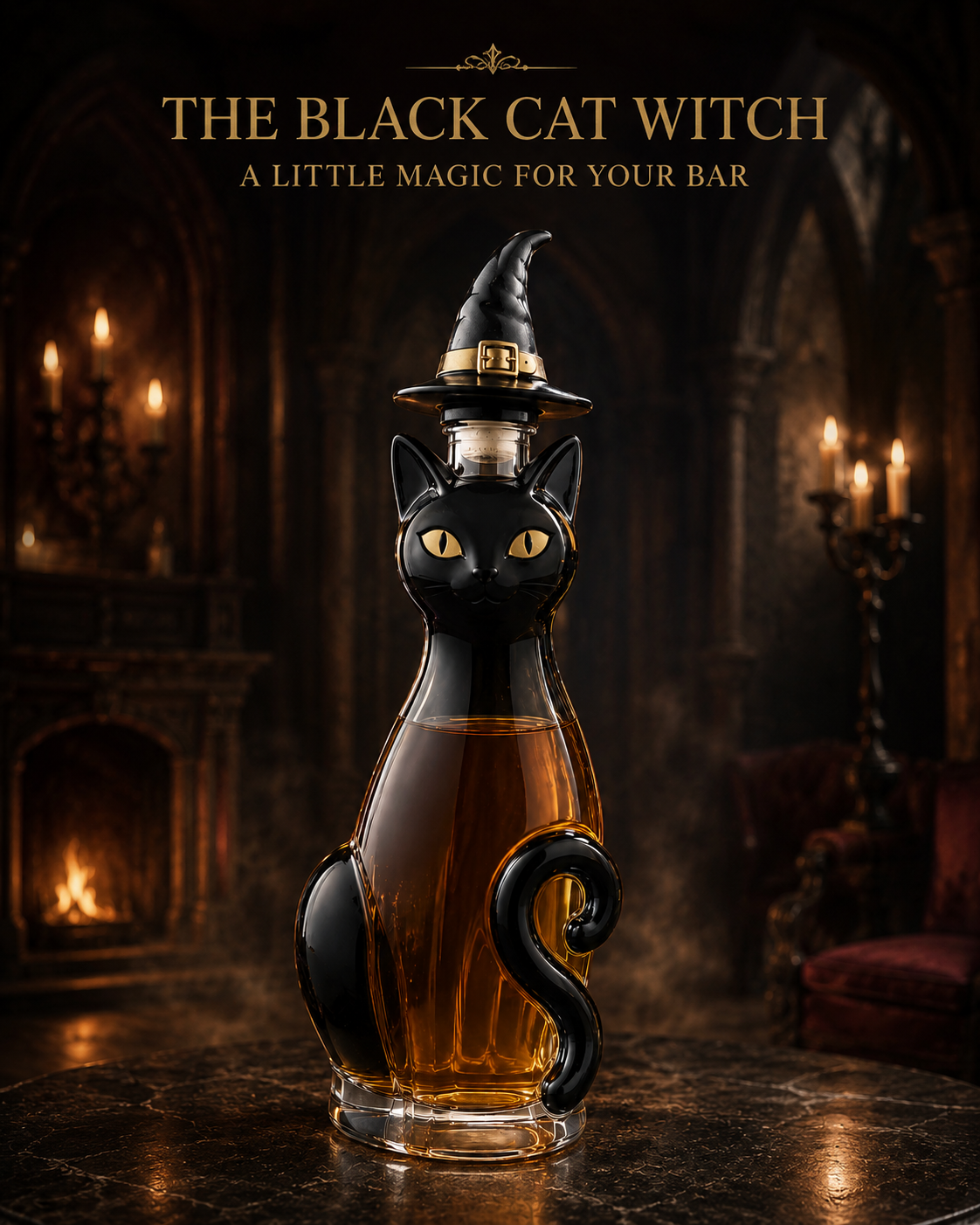 Black Cat Witch Wine Bottle Halloween Series Wine Bottle &ndash; Black Cat Witch Wine Bottle main product image