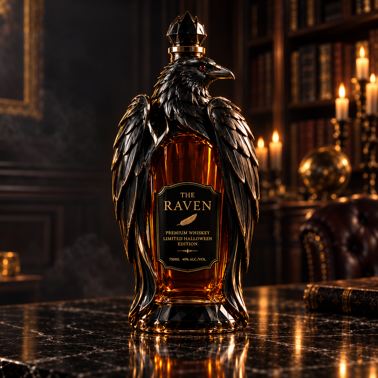 🎃Halloween Series – Dark Raven Wine Bottle