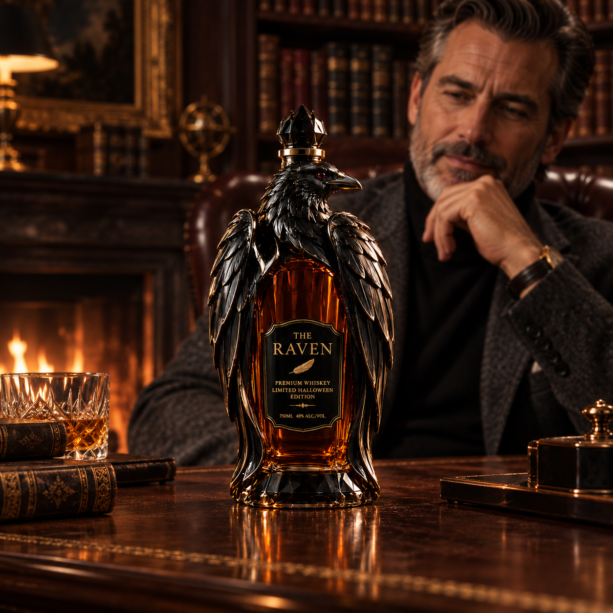 🎃Halloween Series – Dark Raven Wine Bottle