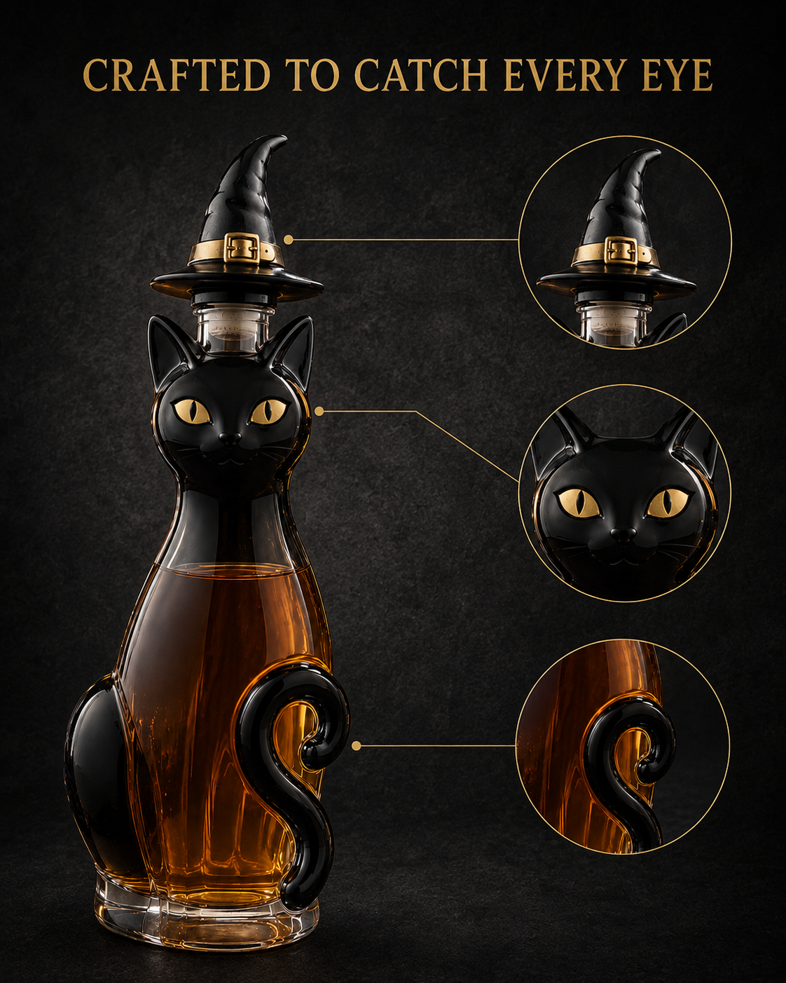 Black Cat Witch Wine Bottle Halloween Series Wine Bottle &ndash; Black Cat Witch Wine Bottle product view