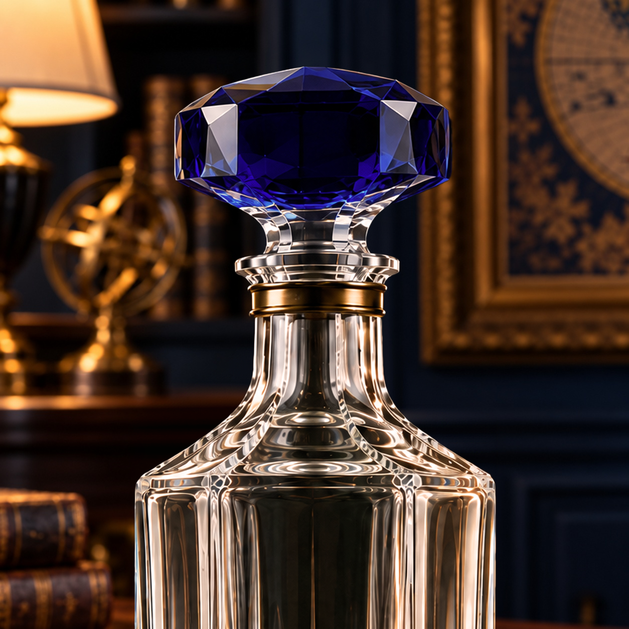 Kaelvorny Sapphire Meridian Luxury Crystal Decanter — The Heirloom Facets Collection