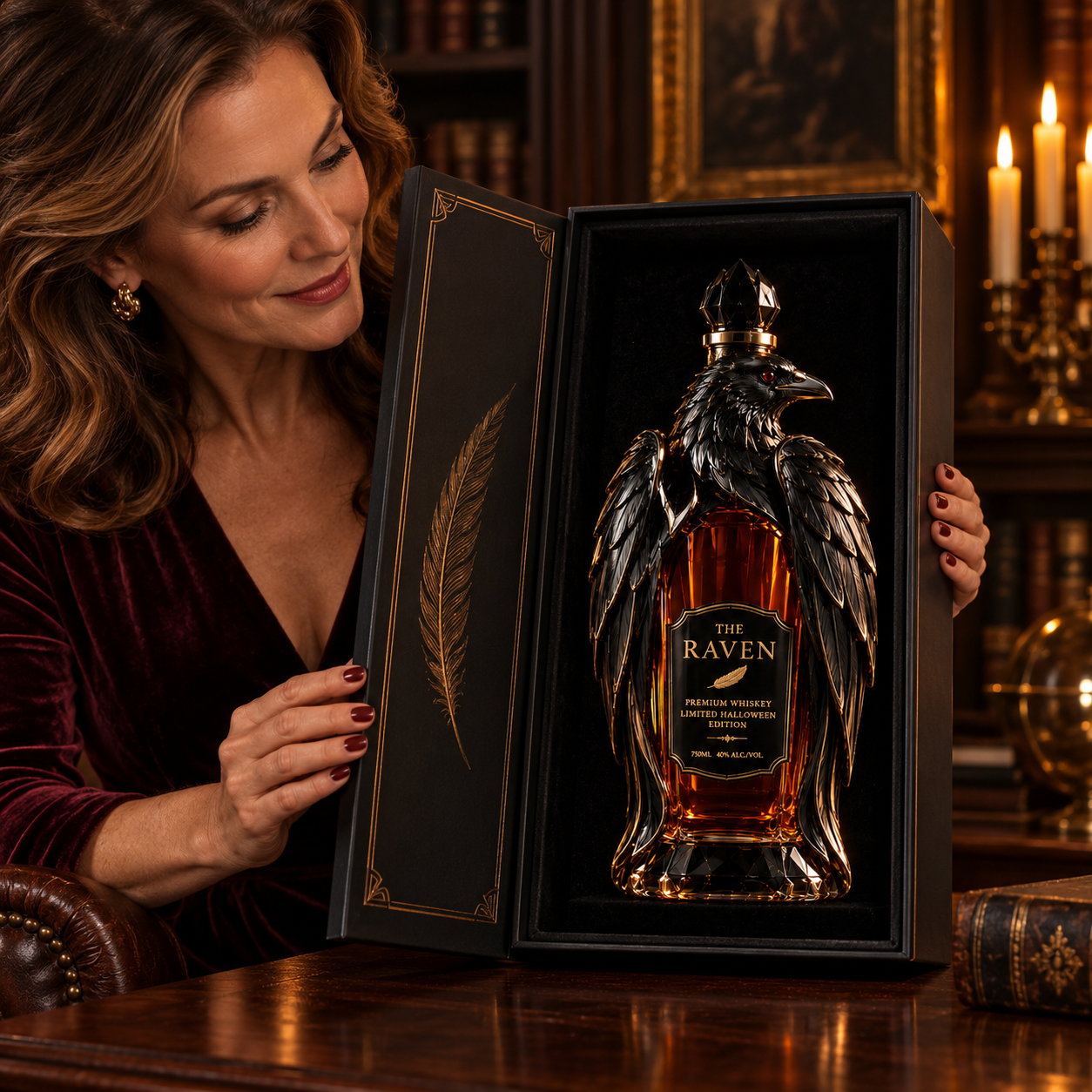 🎃Halloween Series – Dark Raven Wine Bottle