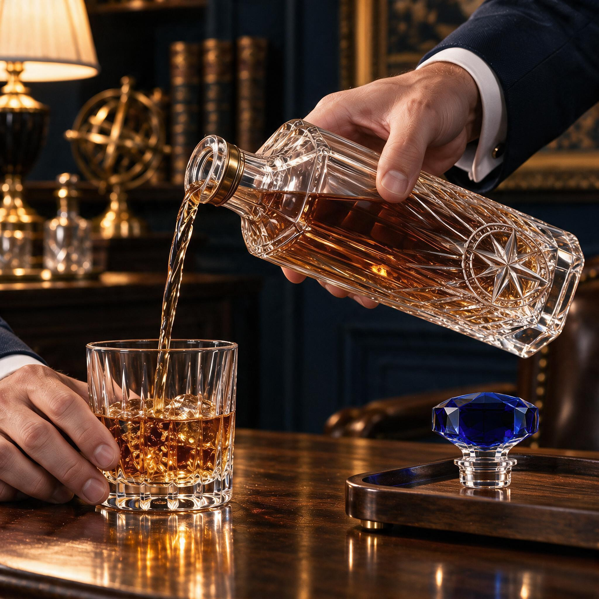 Kaelvorny Sapphire Meridian Luxury Crystal Decanter — The Heirloom Facets Collection