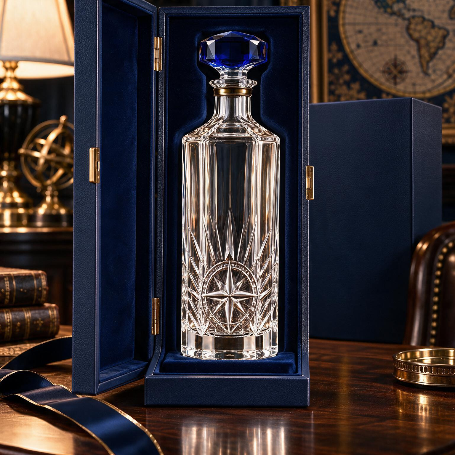 Kaelvorny Sapphire Meridian Luxury Crystal Decanter — The Heirloom Facets Collection