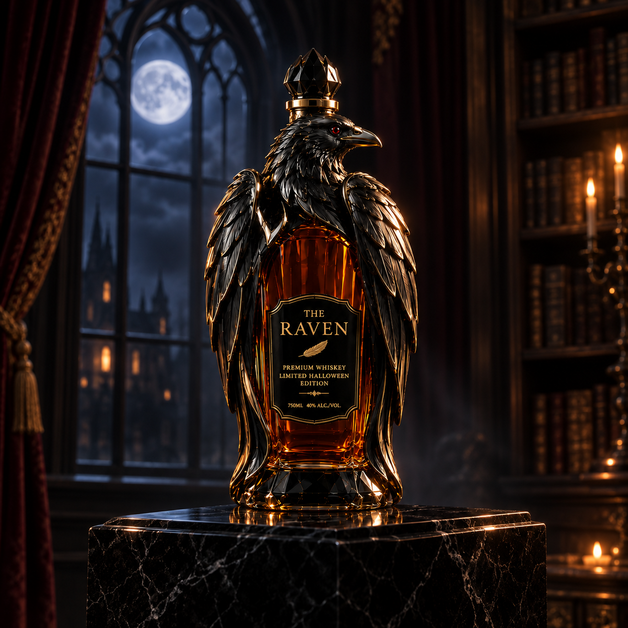 🎃Halloween Series – Dark Raven Wine Bottle