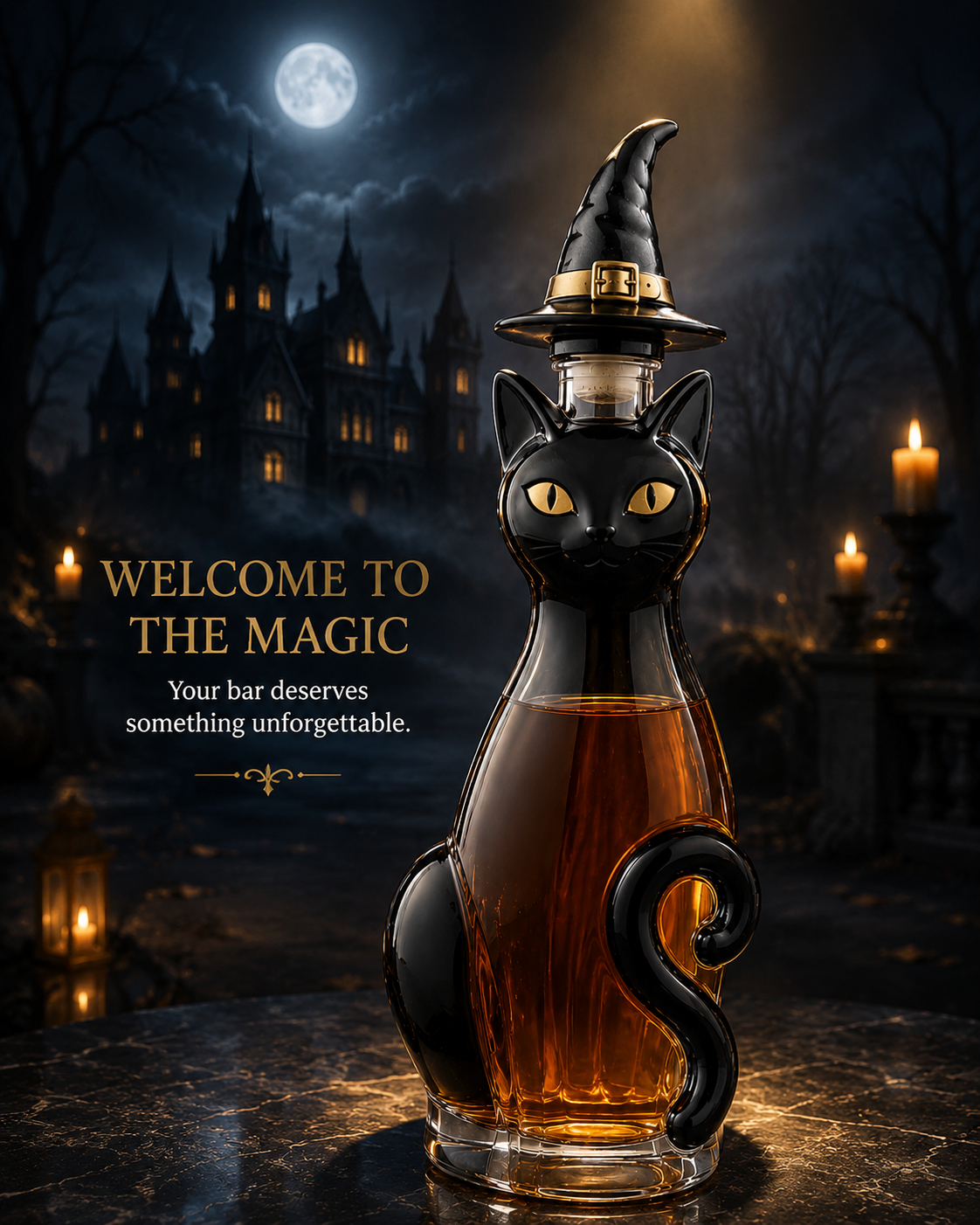 Black Cat Witch Wine Bottle Halloween Series Wine Bottle &ndash; Black Cat Witch Wine Bottle product view