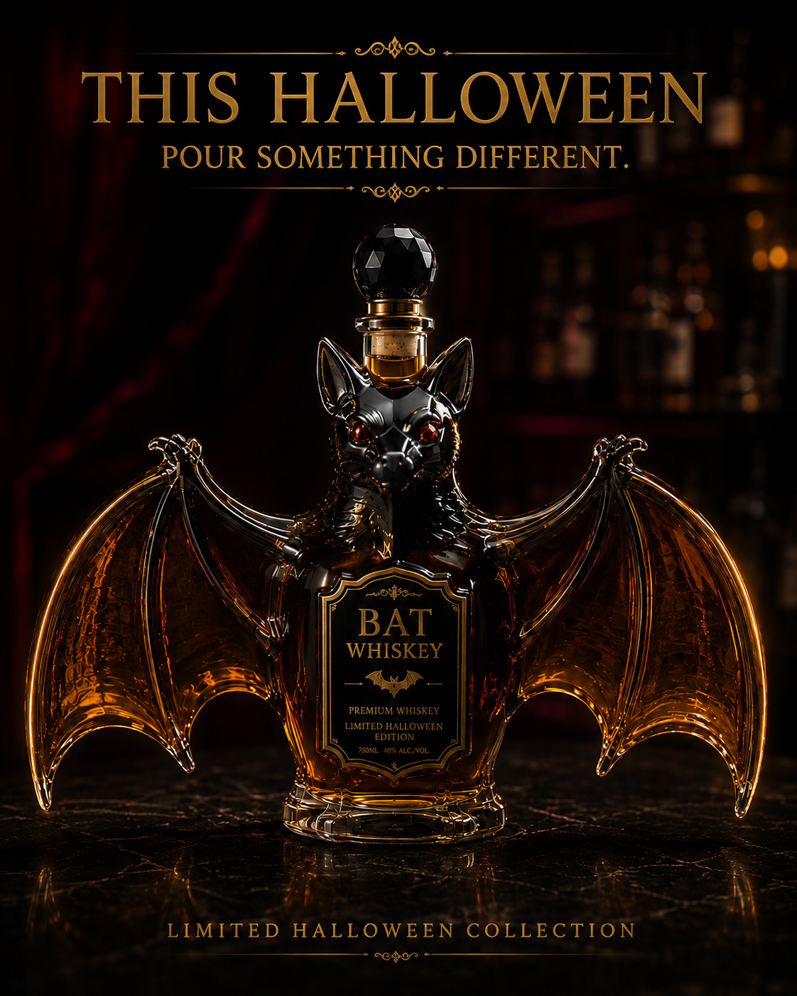 Halloween Bat Wine Bottle Halloween Bat Wine Bottle product view
