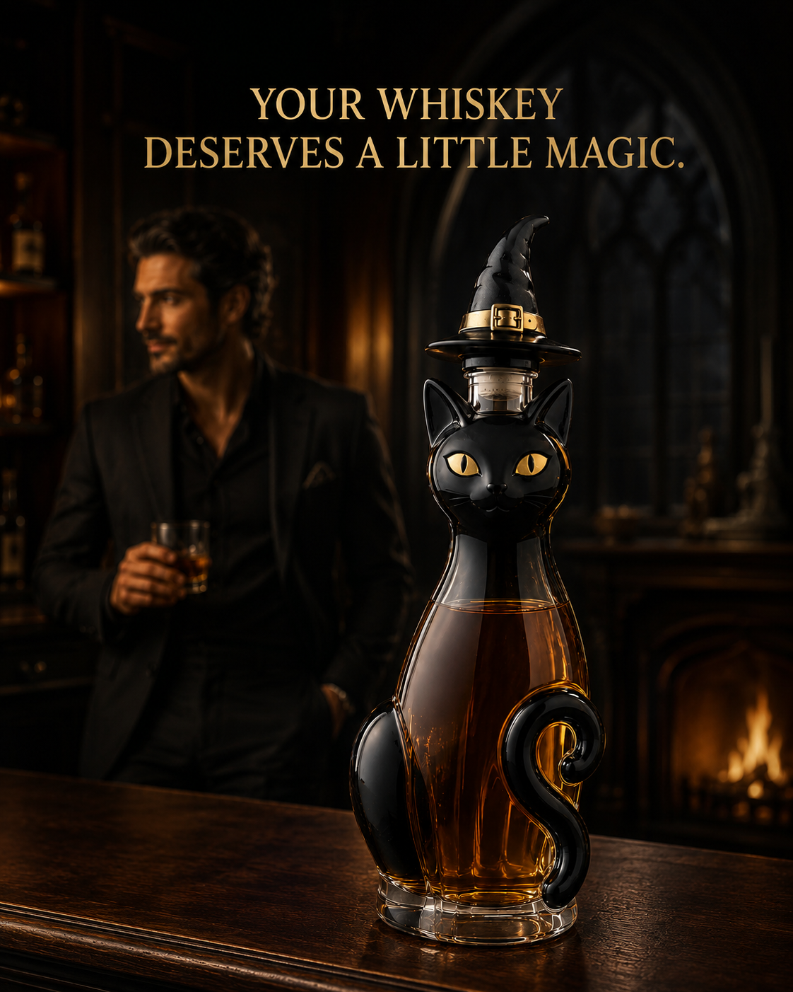 Black Cat Witch Wine Bottle Halloween Series Wine Bottle &ndash; Black Cat Witch Wine Bottle product view