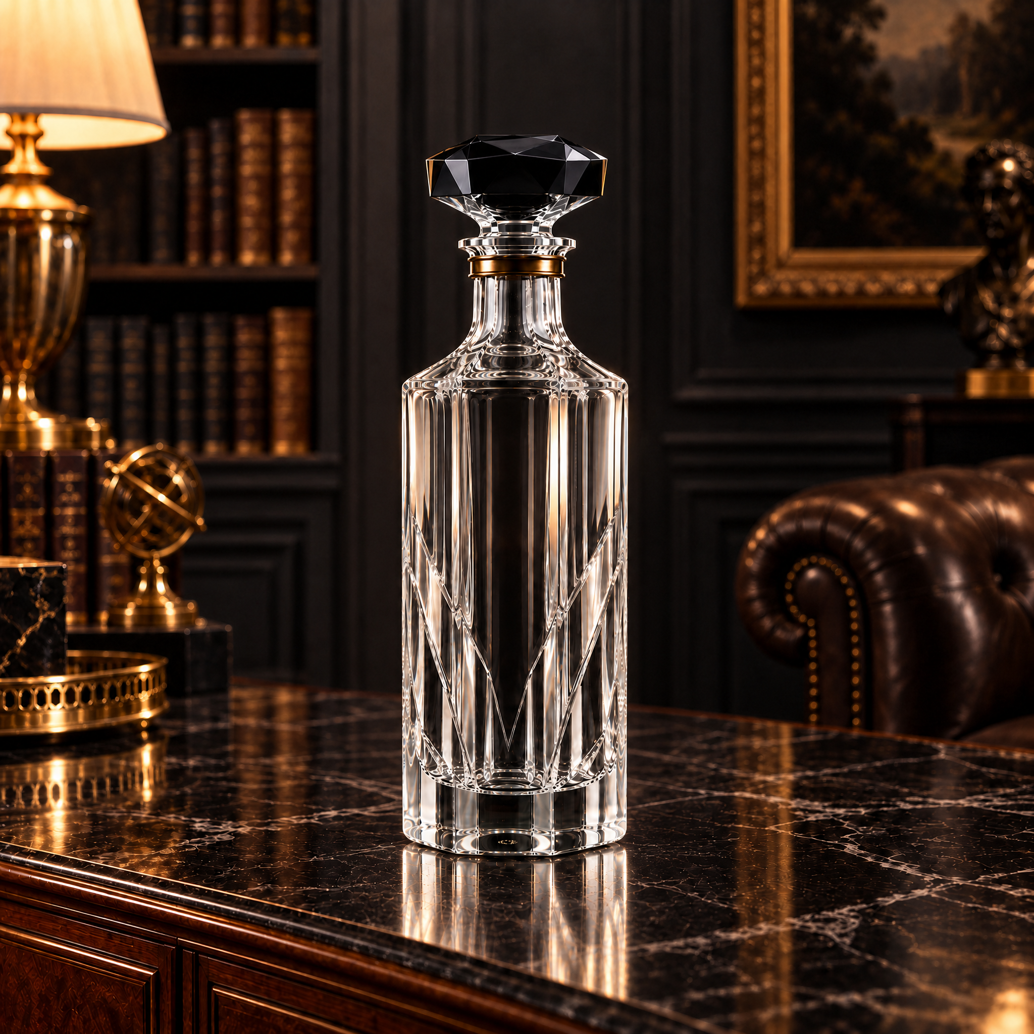 Kaelvorny Obsidian Sovereign Luxury Crystal Decanter — The Heirloom Facets Collection