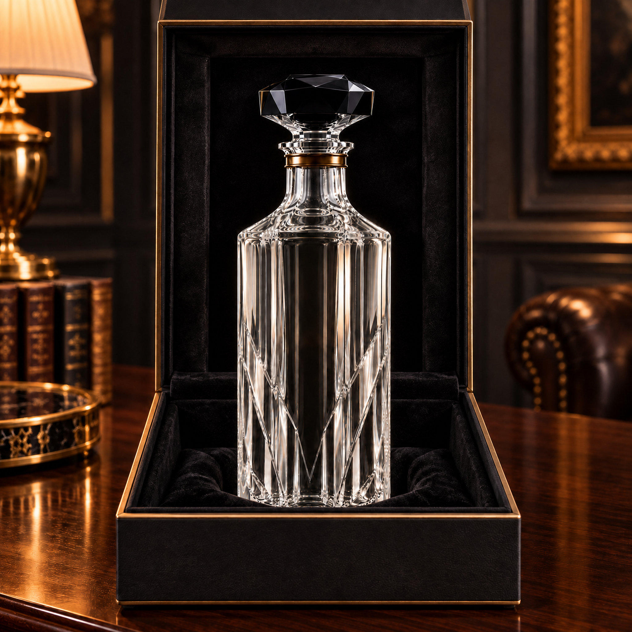 Kaelvorny Obsidian Sovereign Luxury Crystal Decanter — The Heirloom Facets Collection