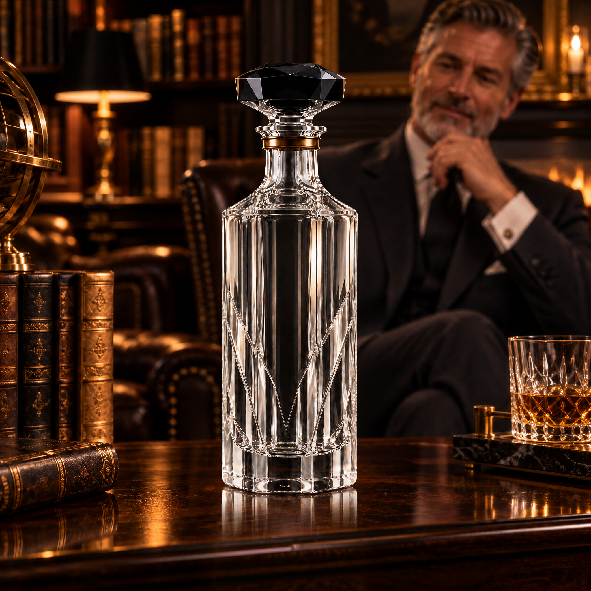 Kaelvorny Obsidian Sovereign Luxury Crystal Decanter — The Heirloom Facets Collection