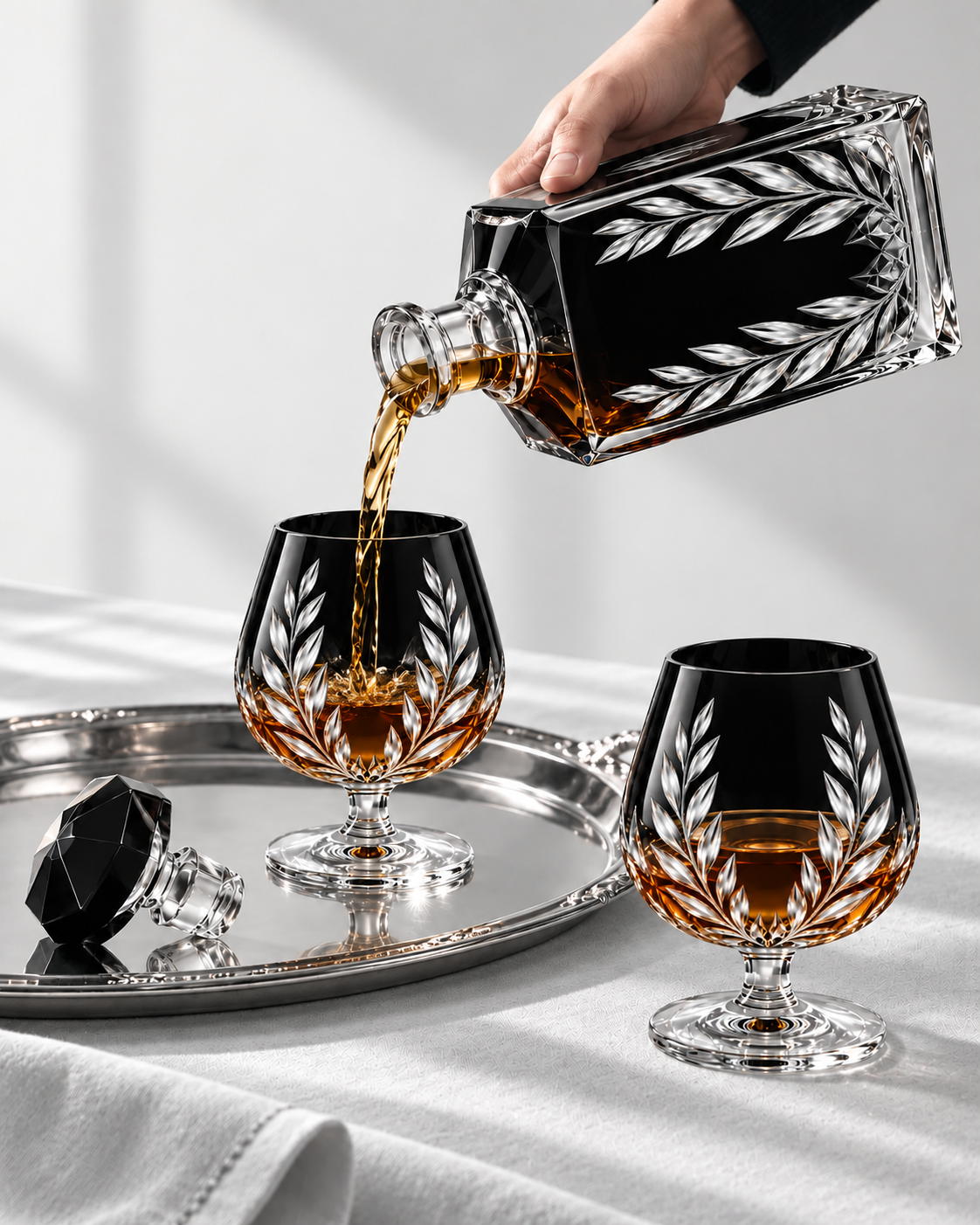 The Kaelvorny Midnight Laurel — Luxury Crystal Decanter