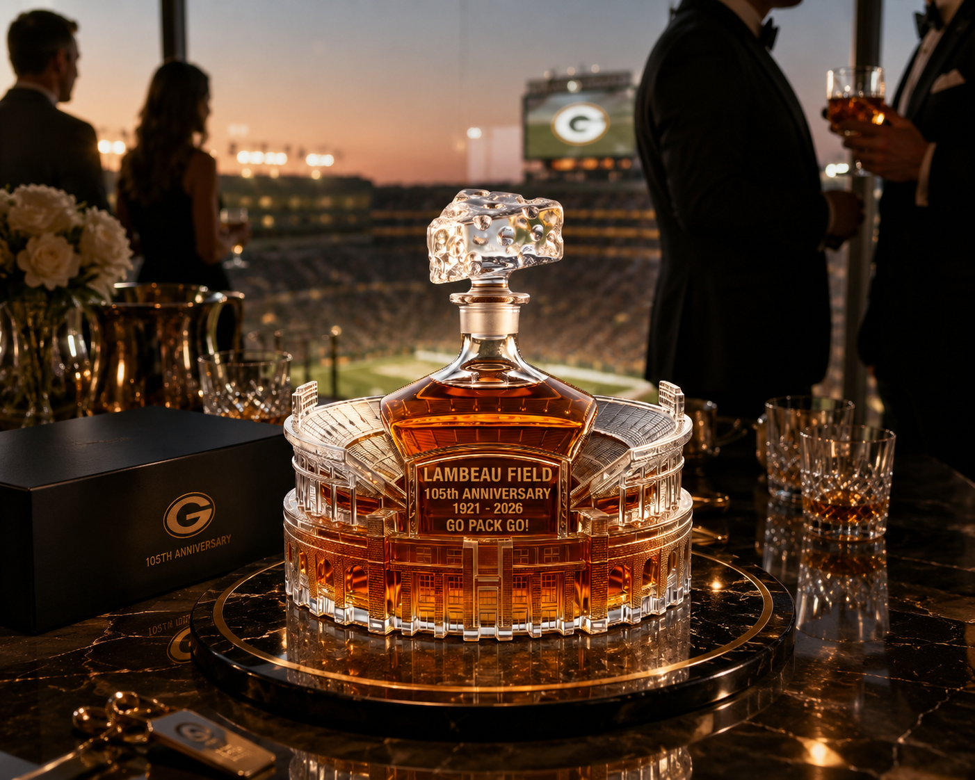 Go Pack Go! 105th Anniversary Lambeau Field Edition Whiskey Bottle