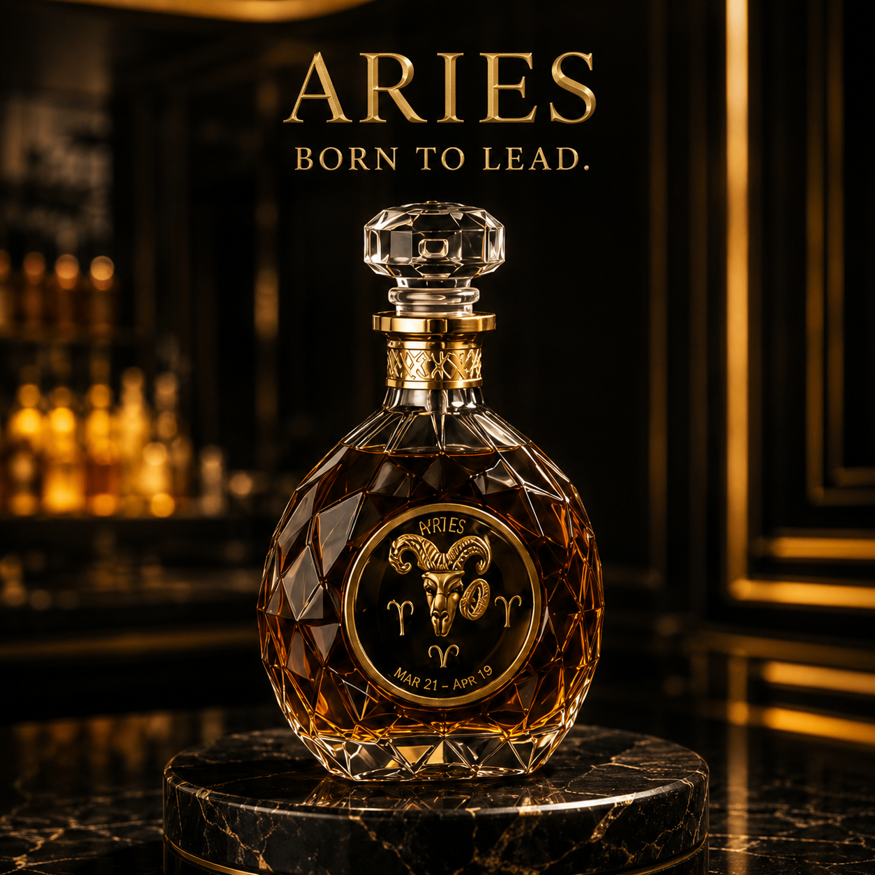 ♈️Aries Zodiac Crystal Whiskey Decanter – Luxury Ram Collector Bottle