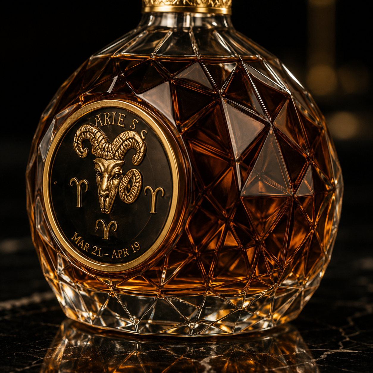 ♈️Aries Zodiac Crystal Whiskey Decanter – Luxury Ram Collector Bottle