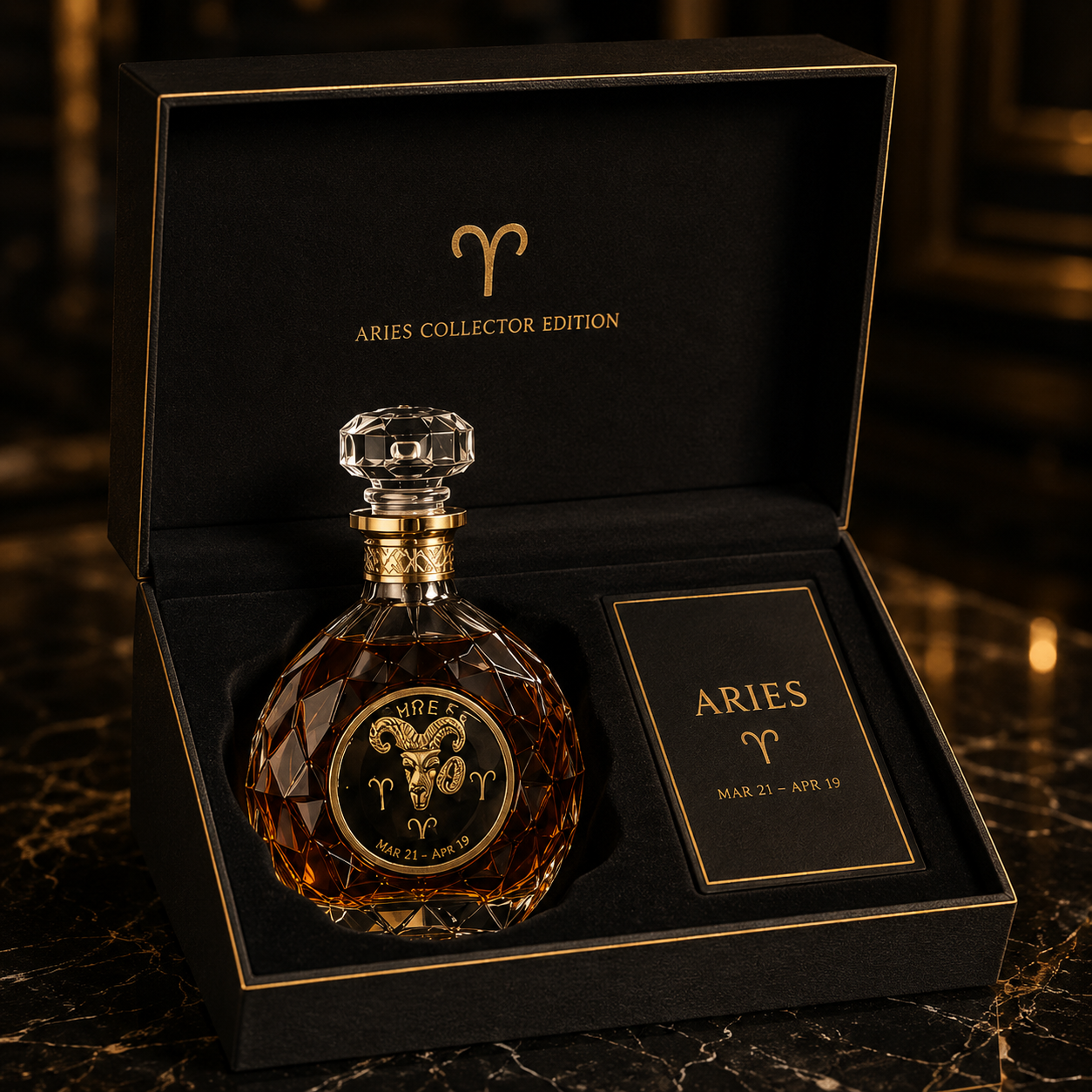 ♈️Aries Zodiac Crystal Whiskey Decanter – Luxury Ram Collector Bottle