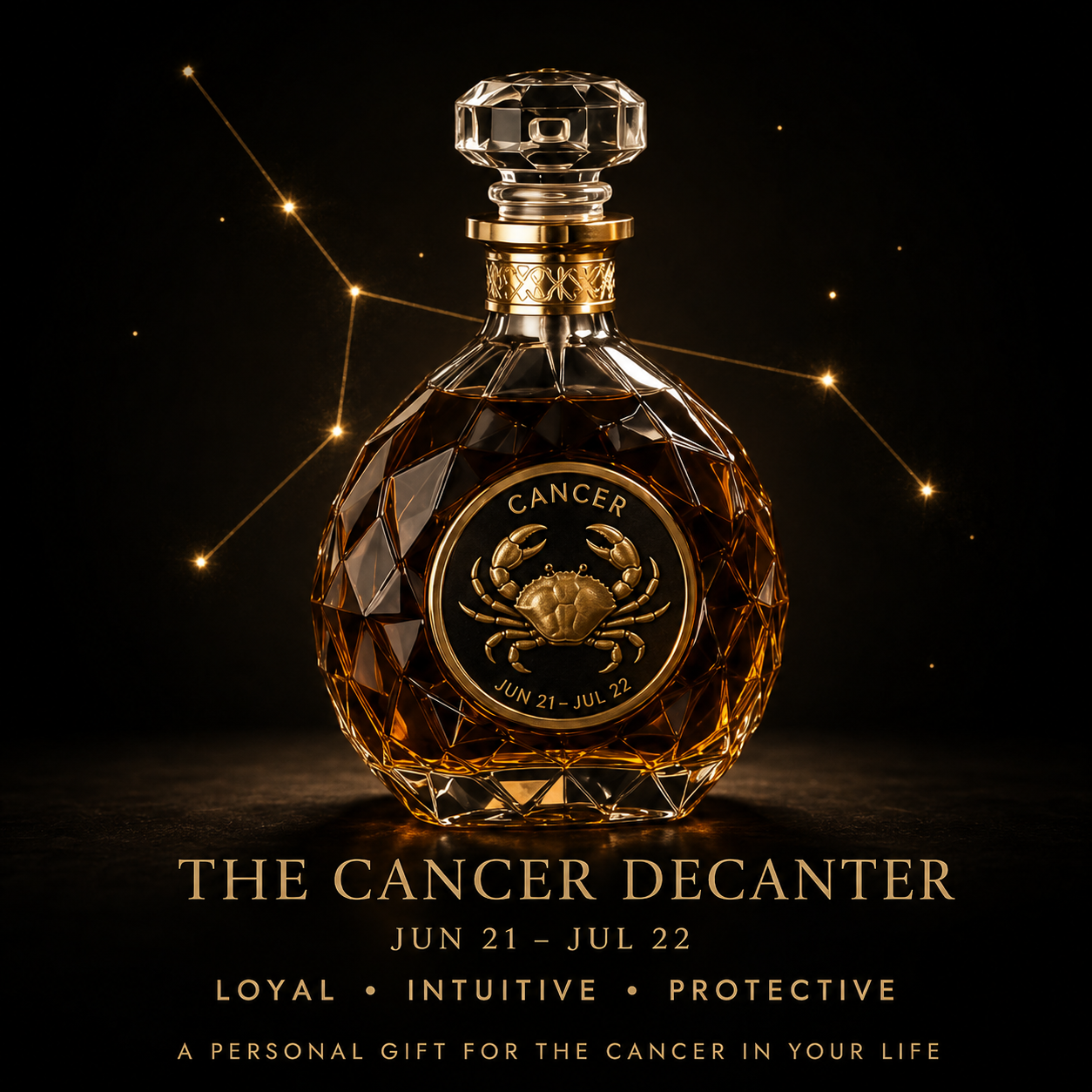 ♋️Cancer Zodiac Crystal Whiskey Decanter—A Luxurious, Collector-Grade Decanter Shaped Like the Cancer Sign