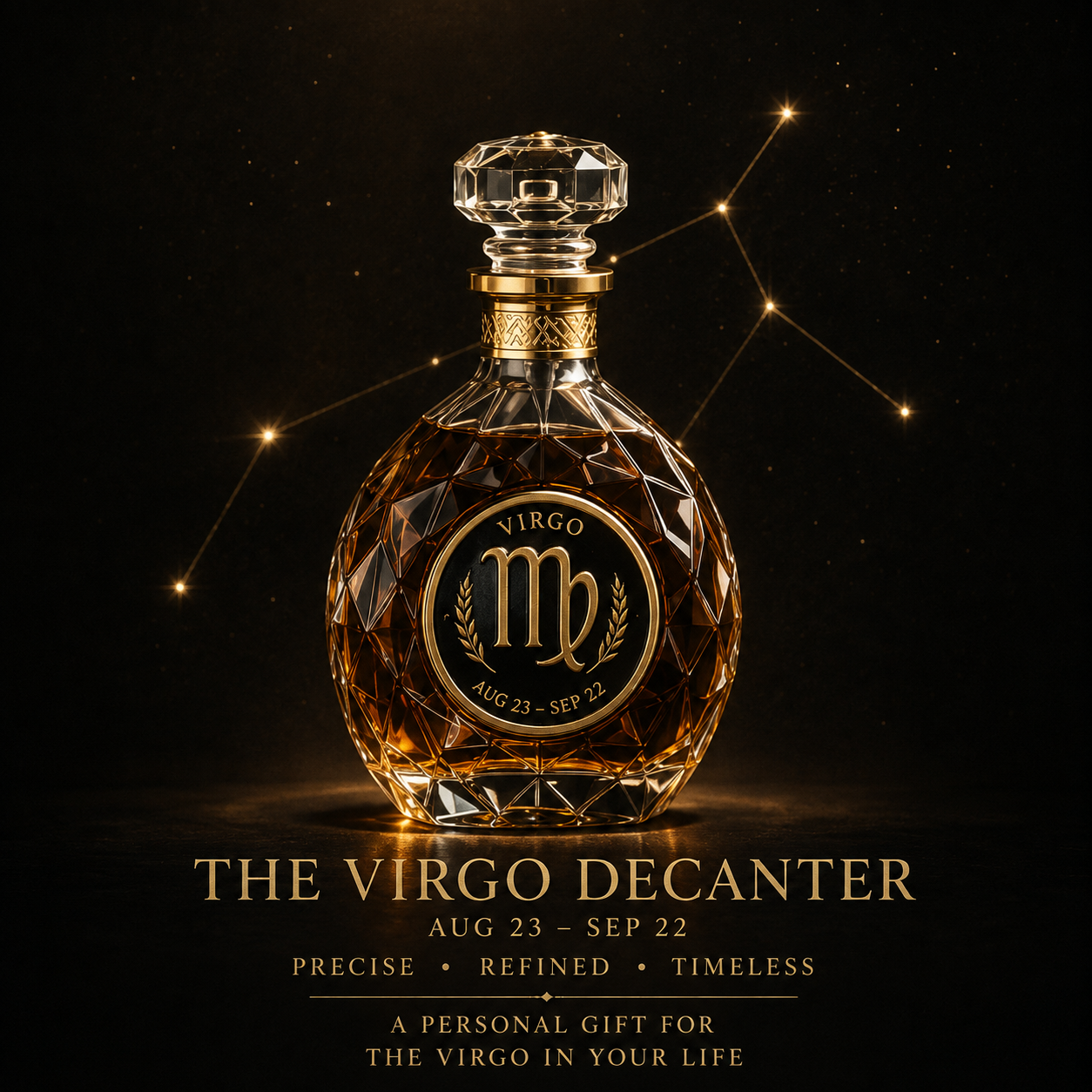 ♍️Virgo Crystal Whiskey Decanter—A Collector-Grade Decanter with a Luxurious Design