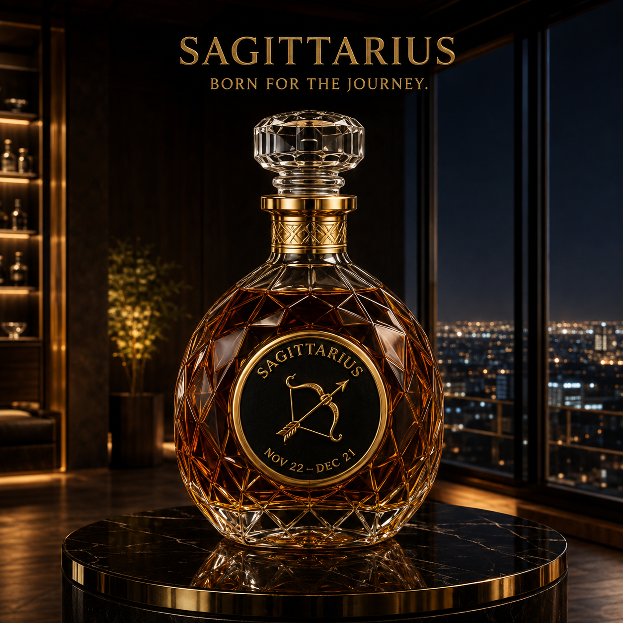 ♐️Sagittarius Crystal Whiskey Decanter—Luxurious Sagittarius-Themed Collector's Decanter