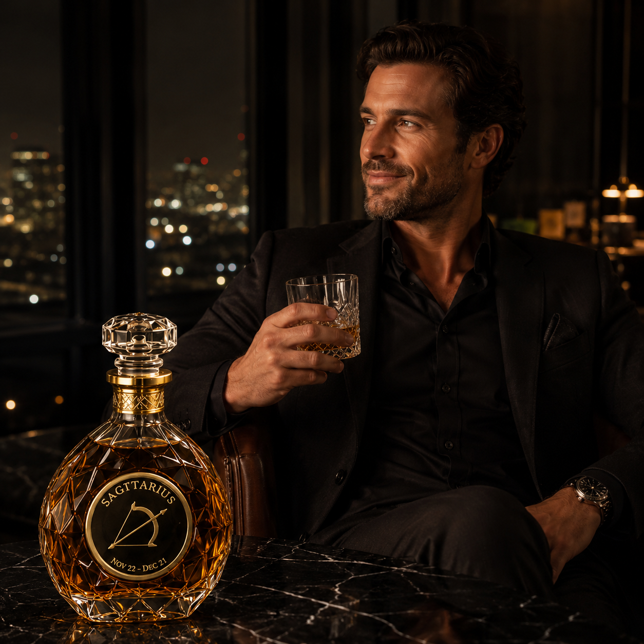 ♐️Sagittarius Crystal Whiskey Decanter—Luxurious Sagittarius-Themed Collector's Decanter