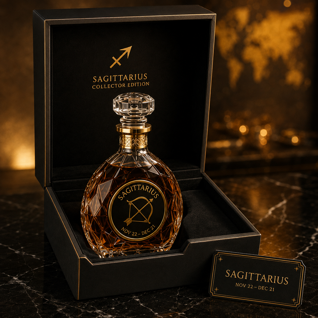 ♐️Sagittarius Crystal Whiskey Decanter—Luxurious Sagittarius-Themed Collector's Decanter