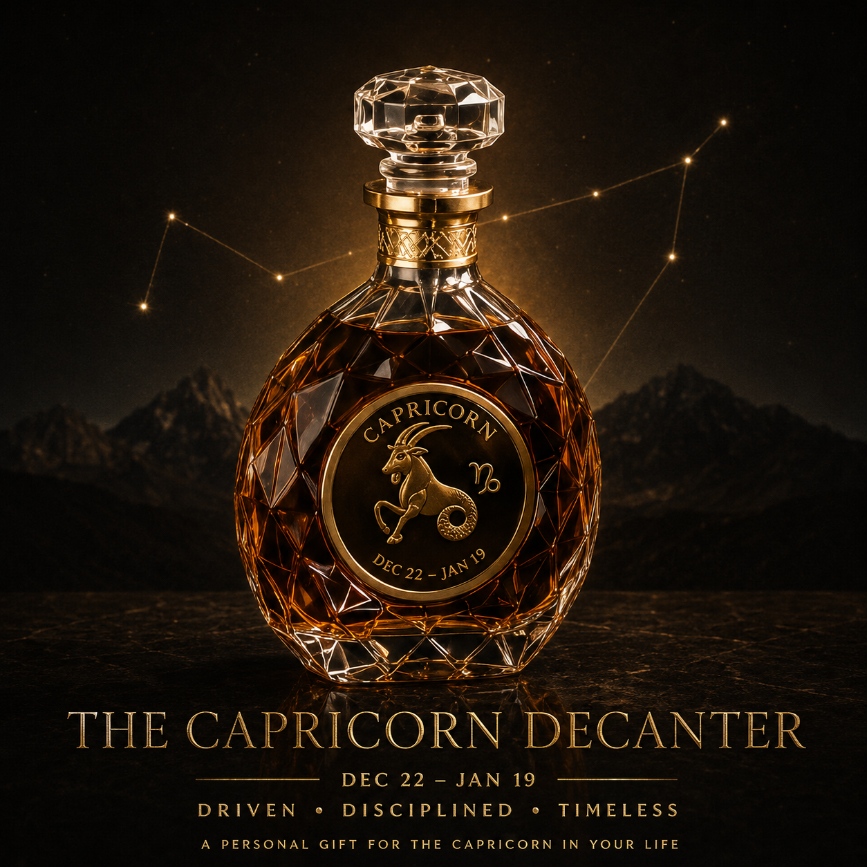 ♑️Capricorn Crystal Whiskey Decanter—A Luxurious, Collector-Grade Decanter Shaped Like a Capricorn