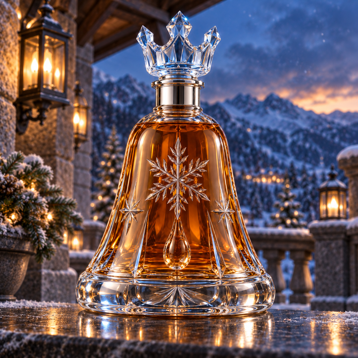 🎄The Kaelvorny Snow Crown Crystal Bell ❄️— Ice-Crowned Christmas Glass Decanter