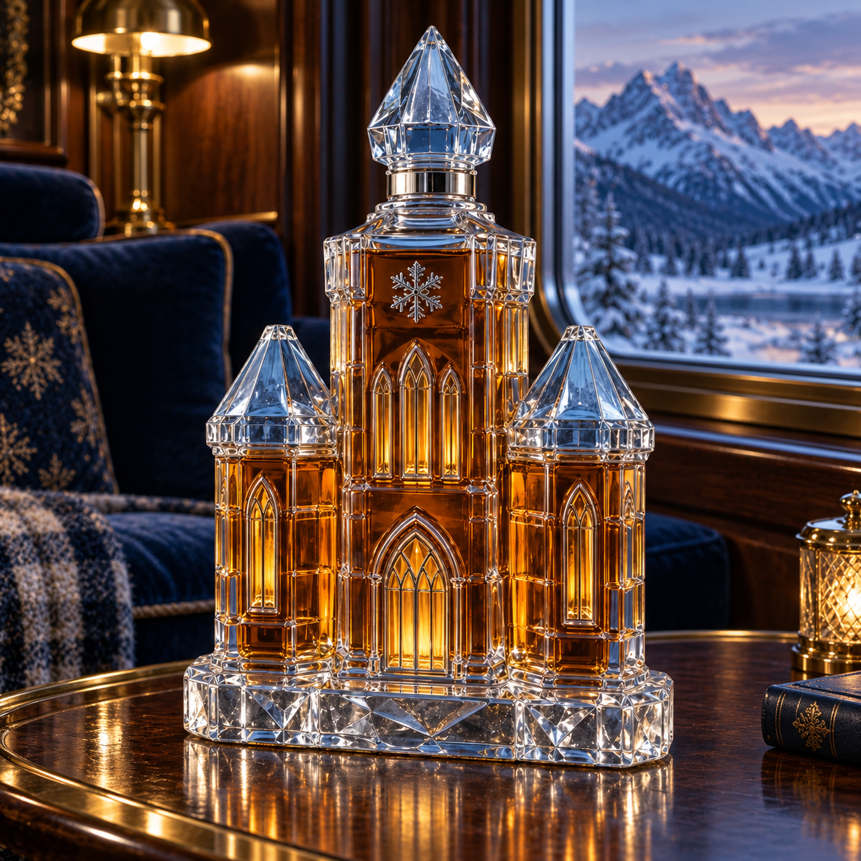 🎄The Kaelvorny Winter Citadel🏰 — Ice-Tower Castle Glass Decanter