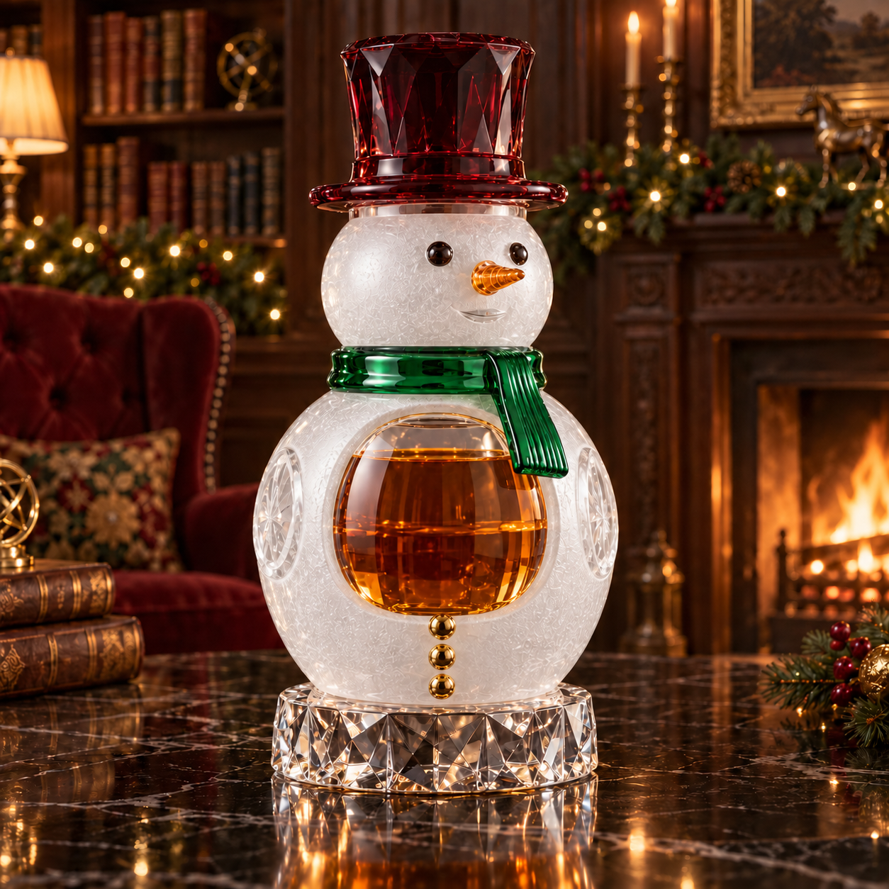 🎄The Kaelvorny Royal Winter Night Snowman⛄️ — Crystal Holiday Decanter