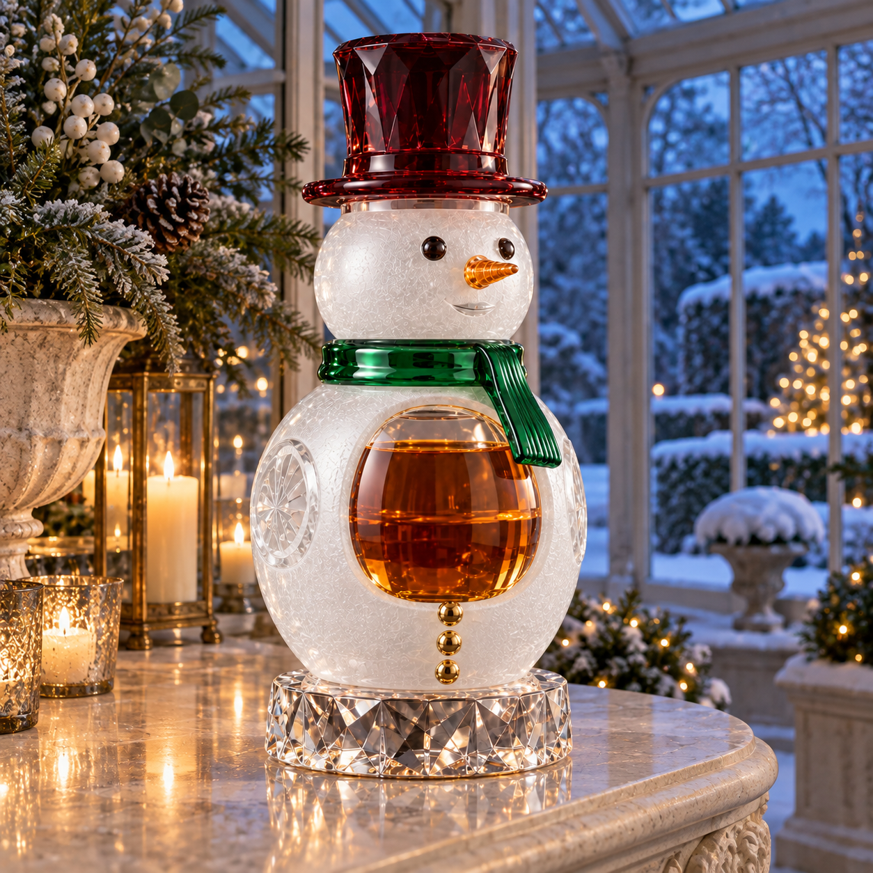 🎄The Kaelvorny Royal Winter Night Snowman⛄️ — Crystal Holiday Decanter