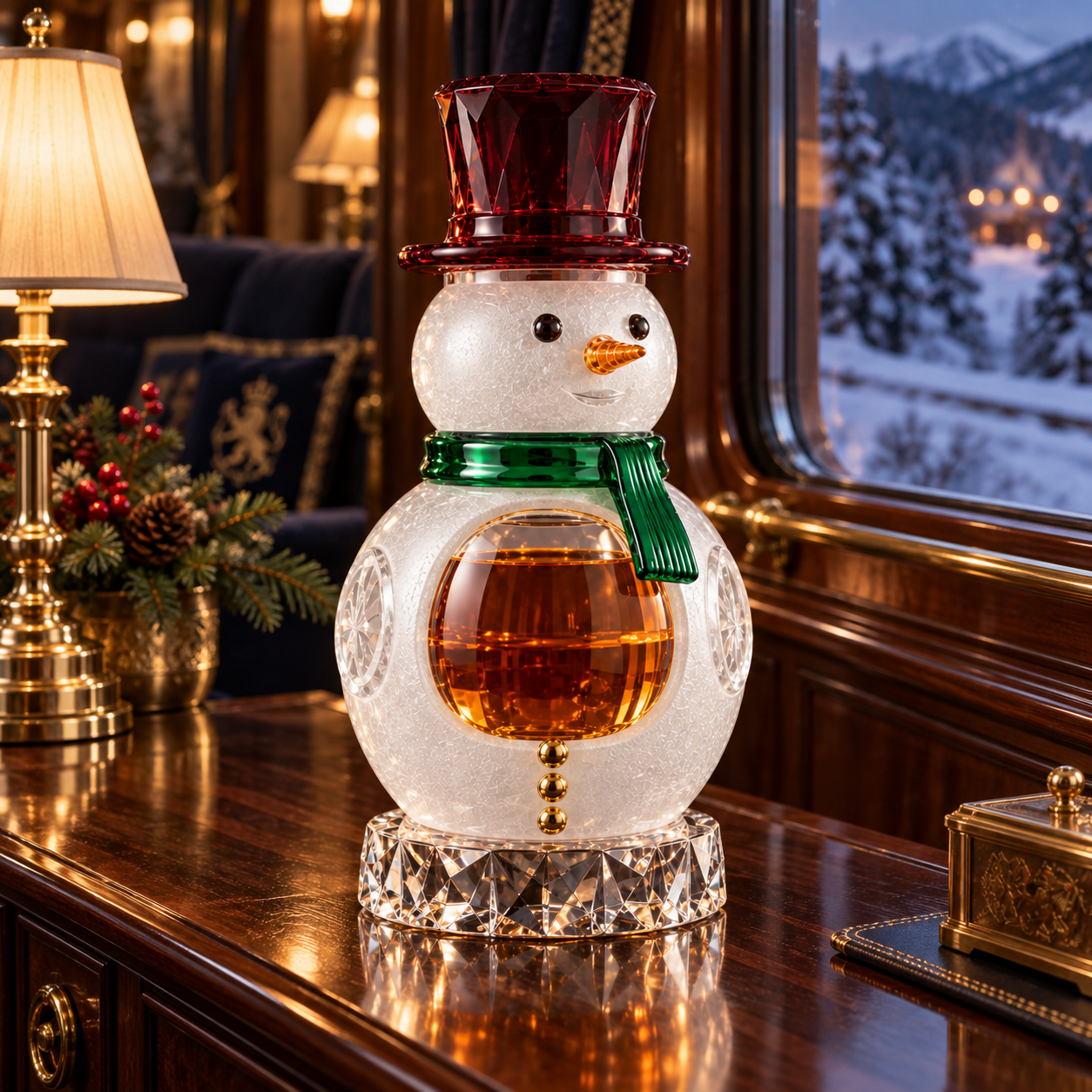 🎄The Kaelvorny Royal Winter Night Snowman⛄️ — Crystal Holiday Decanter