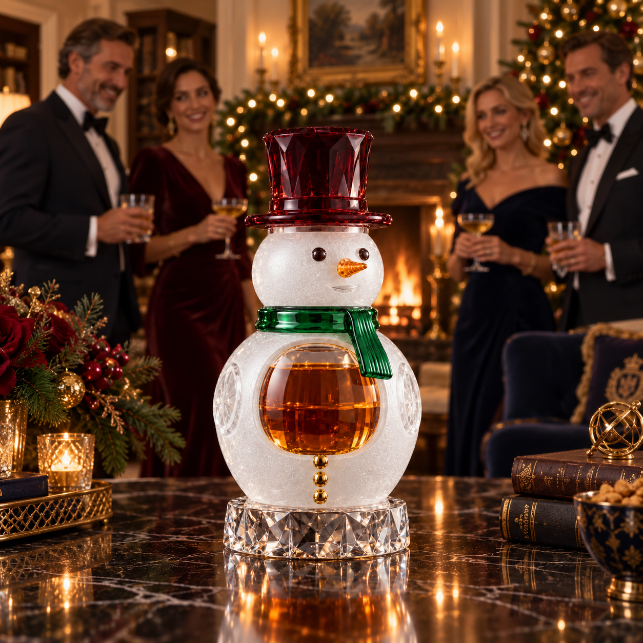 🎄The Kaelvorny Royal Winter Night Snowman⛄️ — Crystal Holiday Decanter