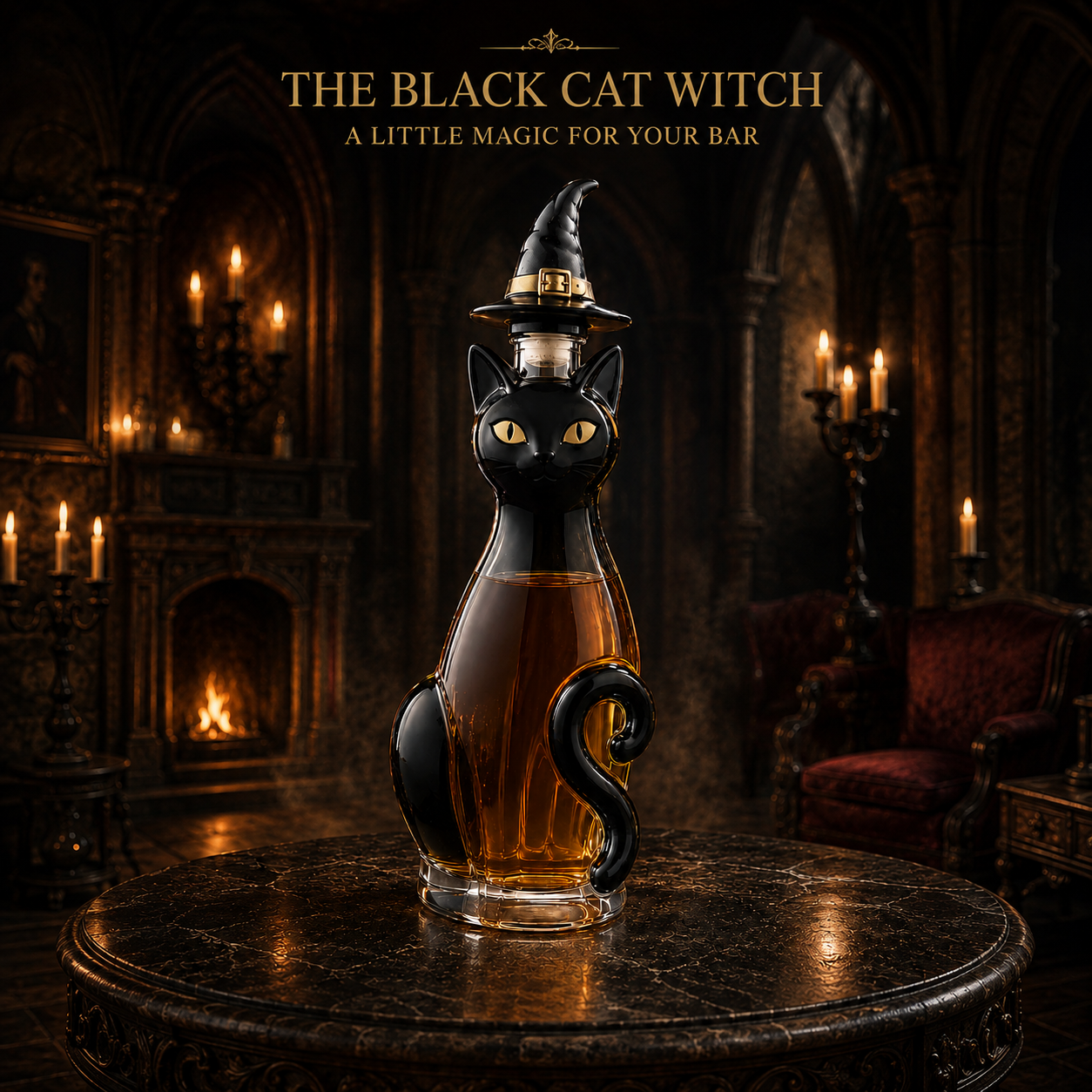 🎃Halloween Series Wine Bottle – 🐈‍⬛Black Cat Witch Wine Bottle🔮