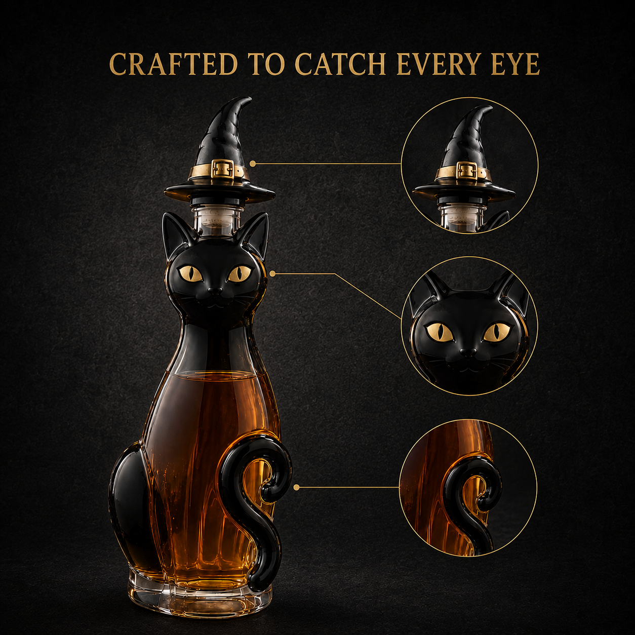 🎃Halloween Series Wine Bottle – 🐈‍⬛Black Cat Witch Wine Bottle🔮