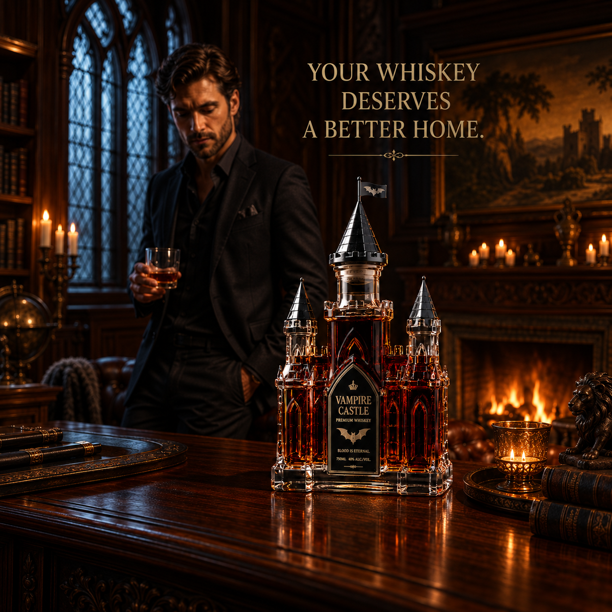🎃Halloween Series – Castle Wine Bottle – A Distinctive Gift for the Home Bar