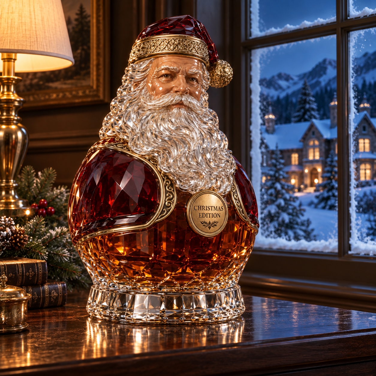 🎄Royal Santa Christmas Whiskey Decanter – 🎅Crystal Collector’s Edition