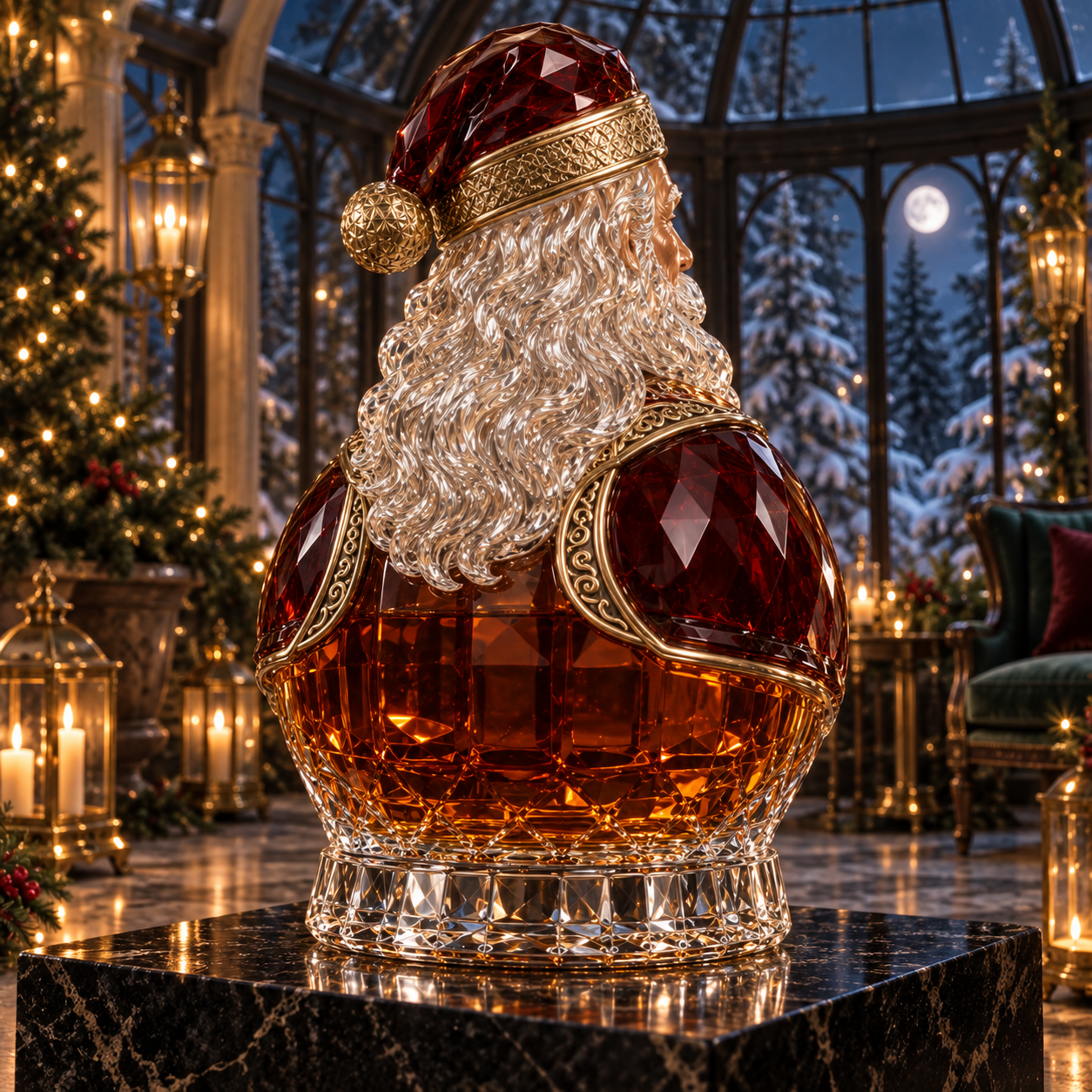 🎄Royal Santa Christmas Whiskey Decanter – 🎅Crystal Collector’s Edition