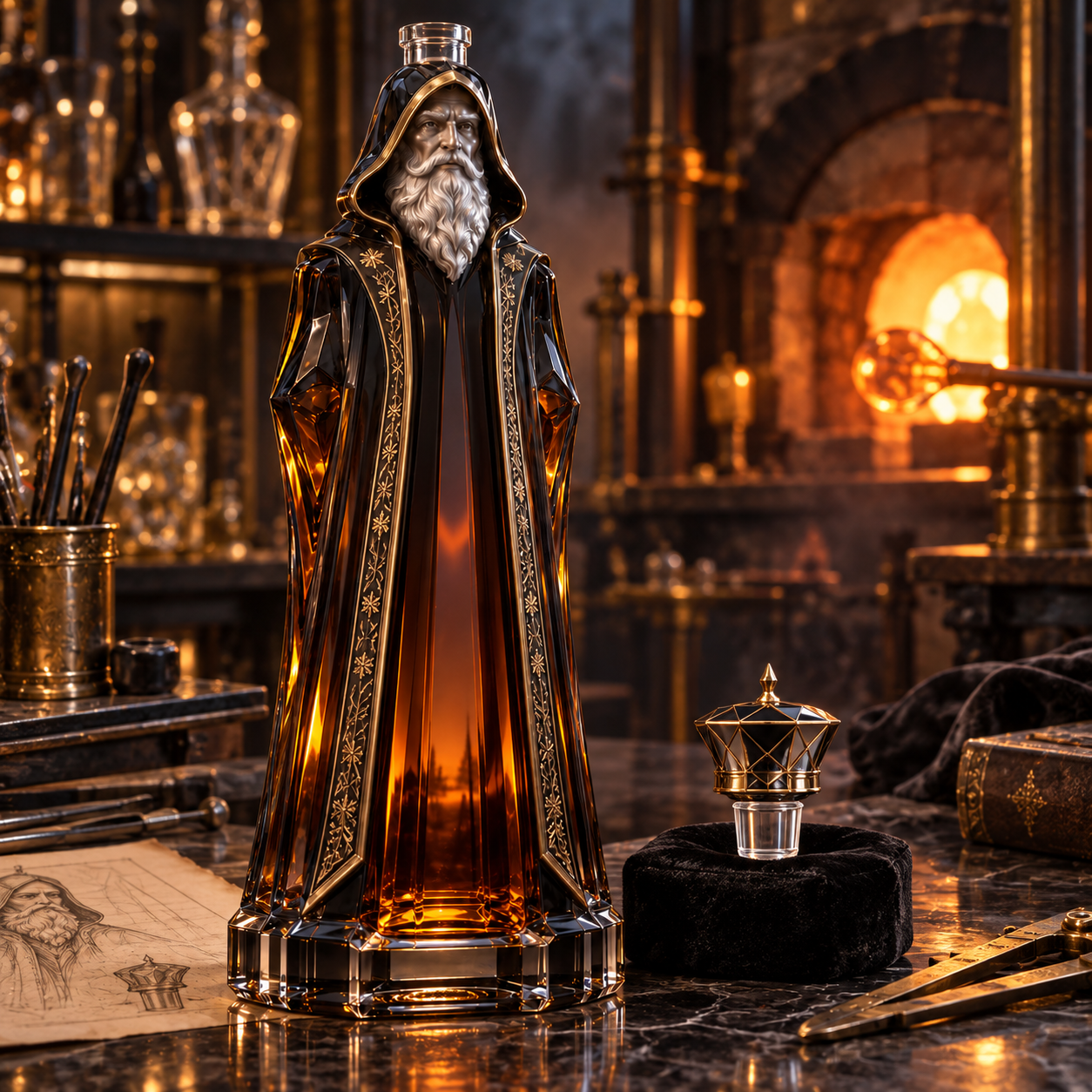🎄Night Watcher Santa Whiskey Decanter❄️ – Smoky Crystal Christmas Collector’s Edition