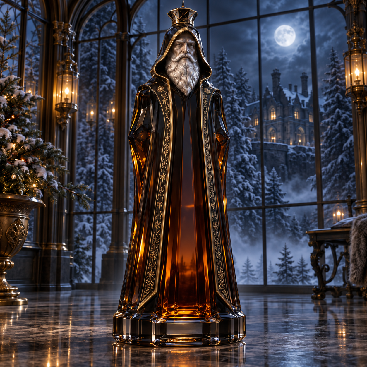 🎄Night Watcher Santa Whiskey Decanter❄️ – Smoky Crystal Christmas Collector’s Edition