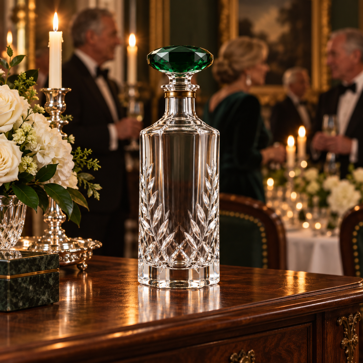 Kaelvorny Emerald Laurel luxury crystal decanter