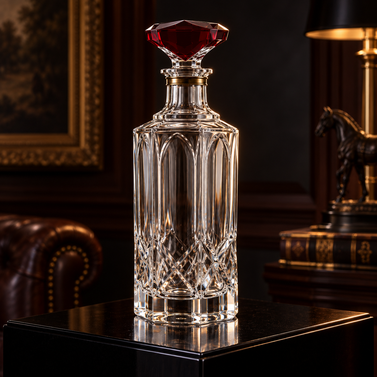 Kaelvorny Crimson Regent Luxury Crystal Decanter — The Heirloom Facets Collection