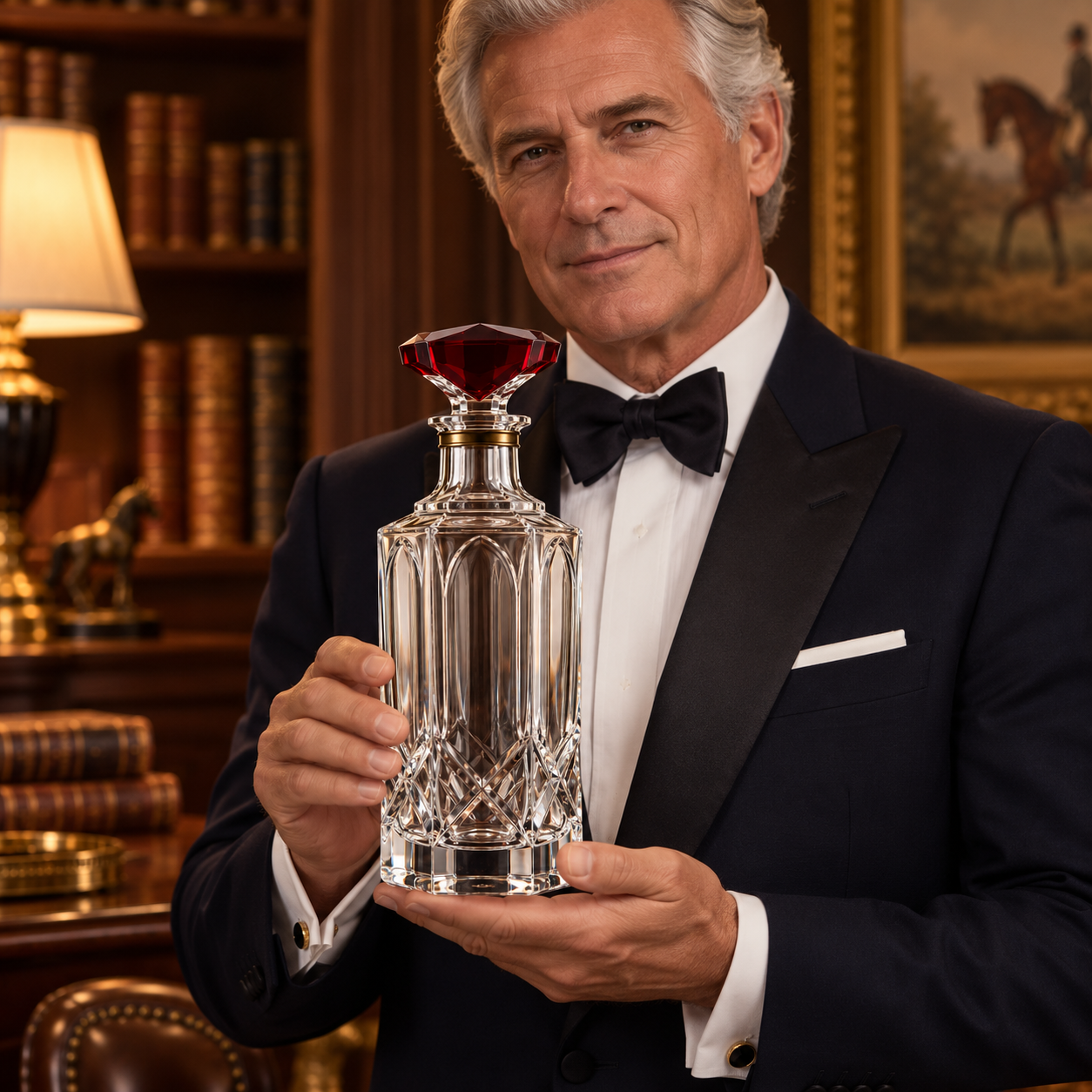 Kaelvorny Crimson Regent Luxury Crystal Decanter — The Heirloom Facets Collection