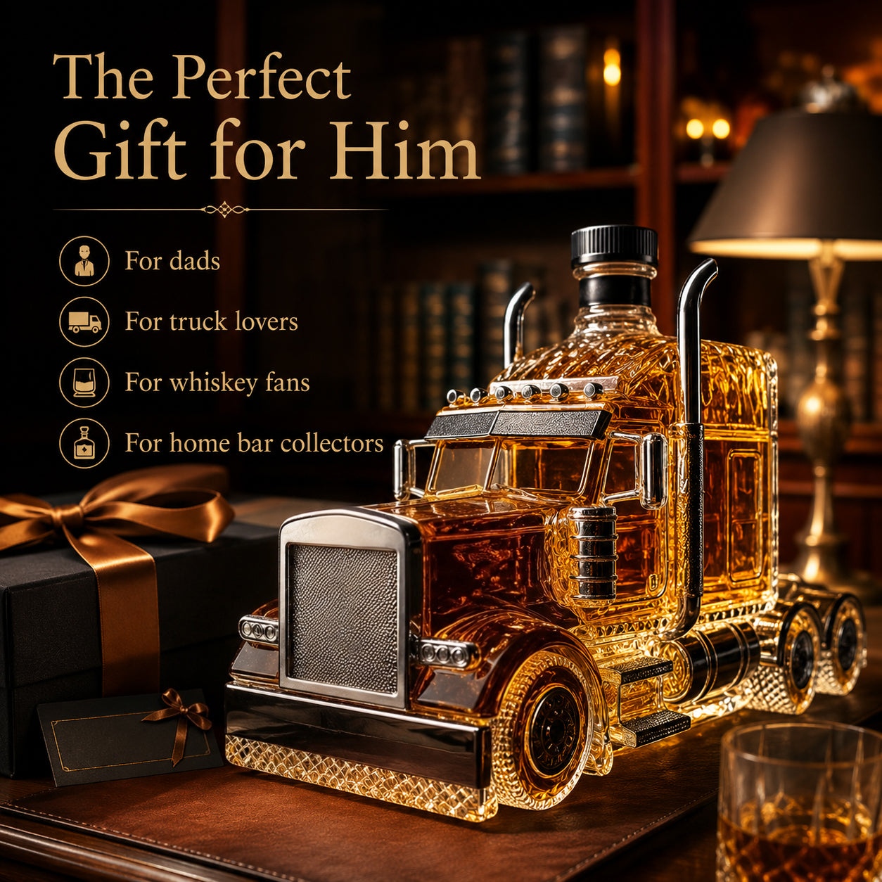 🔥 Last Day 49% OFF – Classic Truck Glass Wine Bottle | Vintage Bar Decor Gift