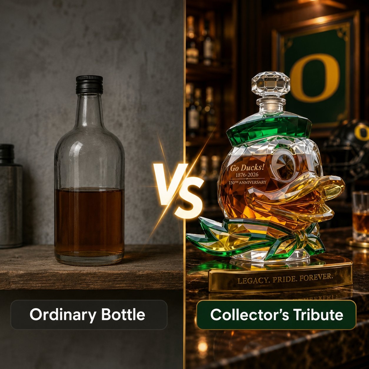 Go Ducks 150th Anniversary Whiskey Bottle 🦆 Collector Decanter