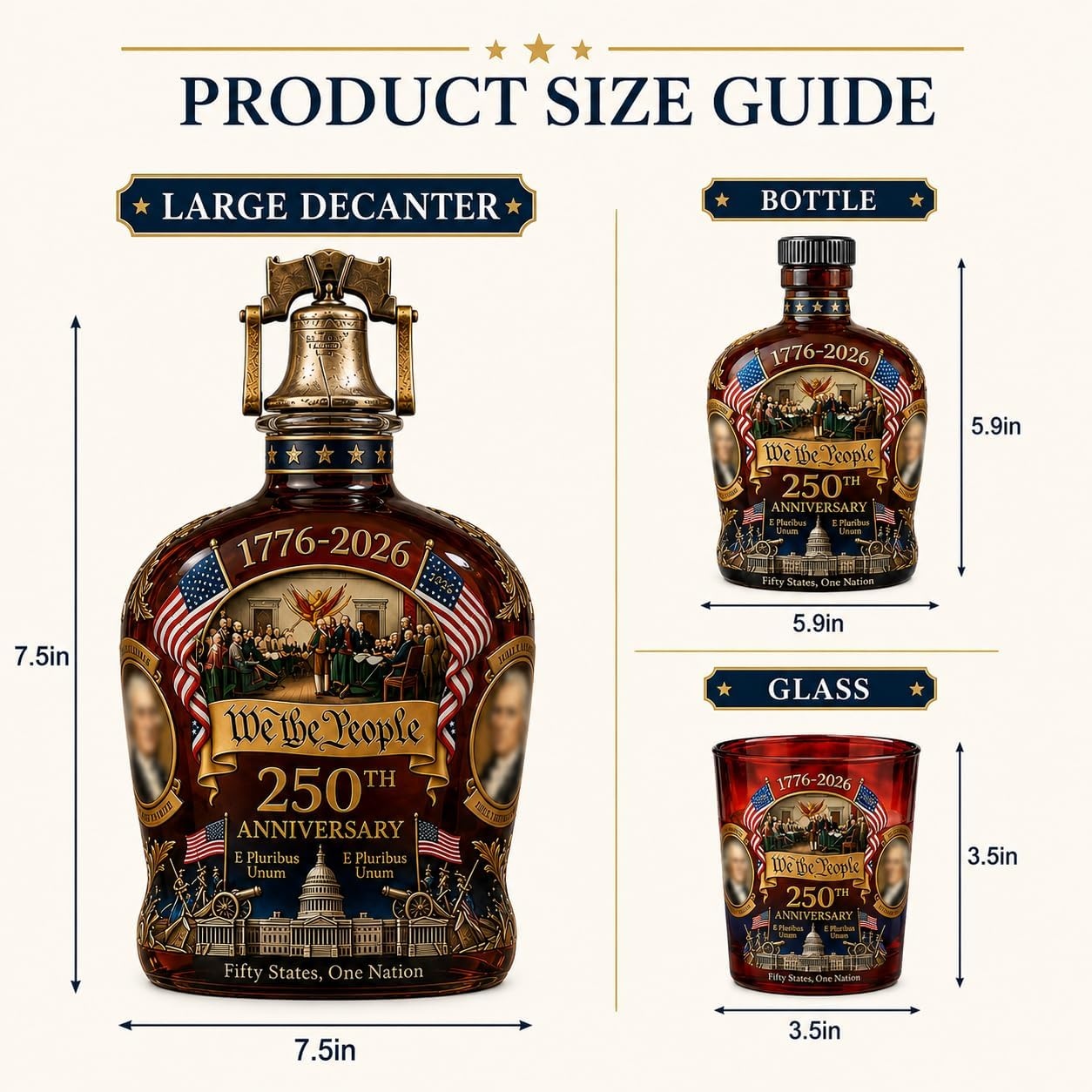 🇺🇸 BEST SELLER🔥1776–2026 250th Anniversary Whiskey Bottle & Glass Gift Set