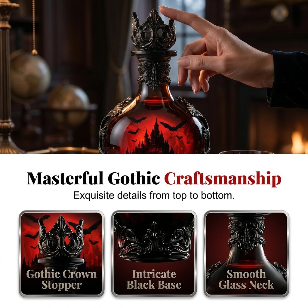 💥50% SAVINGS💀 Magic Potion Vampire Whiskey Decanter | Gothic Castle Glass Bottle Decor