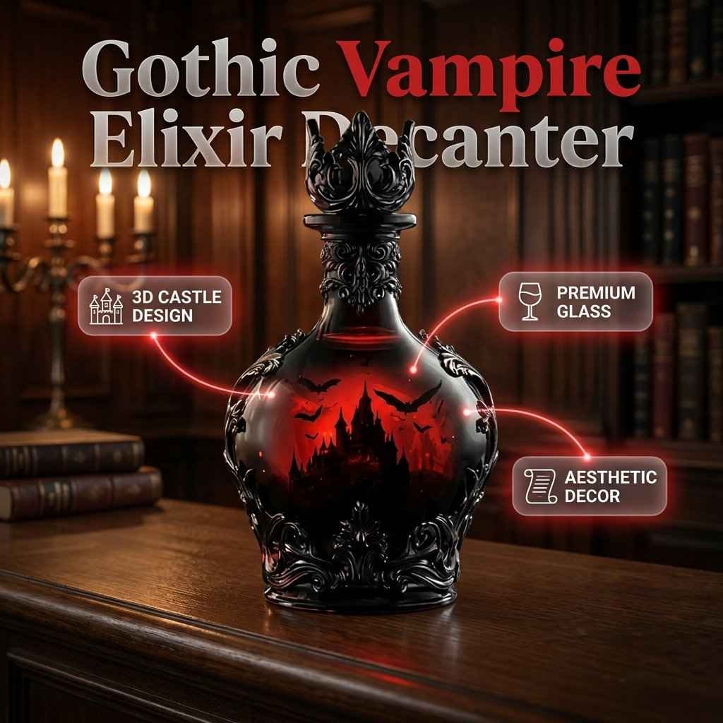 💥50% SAVINGS💀 Magic Potion Vampire Whiskey Decanter | Gothic Castle Glass Bottle Decor